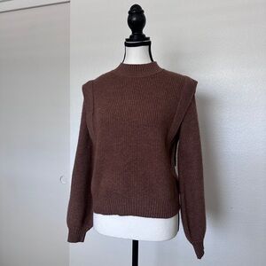 Lucy Paris Brown Ribbed Crewneck Sweater